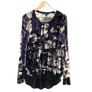 Simply Vera Wang Long Sleeve Pullover High Low Hem Top Womens Large Black Purple